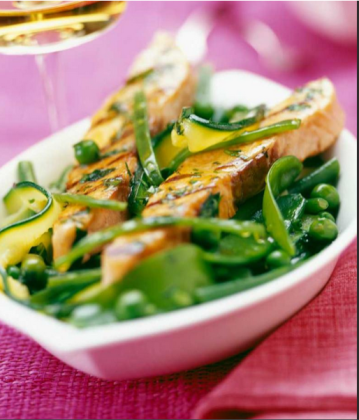 Saumon grillé et légumes verts Jardin de Grand Meres